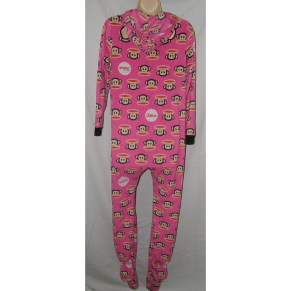 Womens Sz Medium Soft Fleece JULIUS Monkey Hooded Footed 1 Pc Lounge Pajamas - Picture 4 of 6